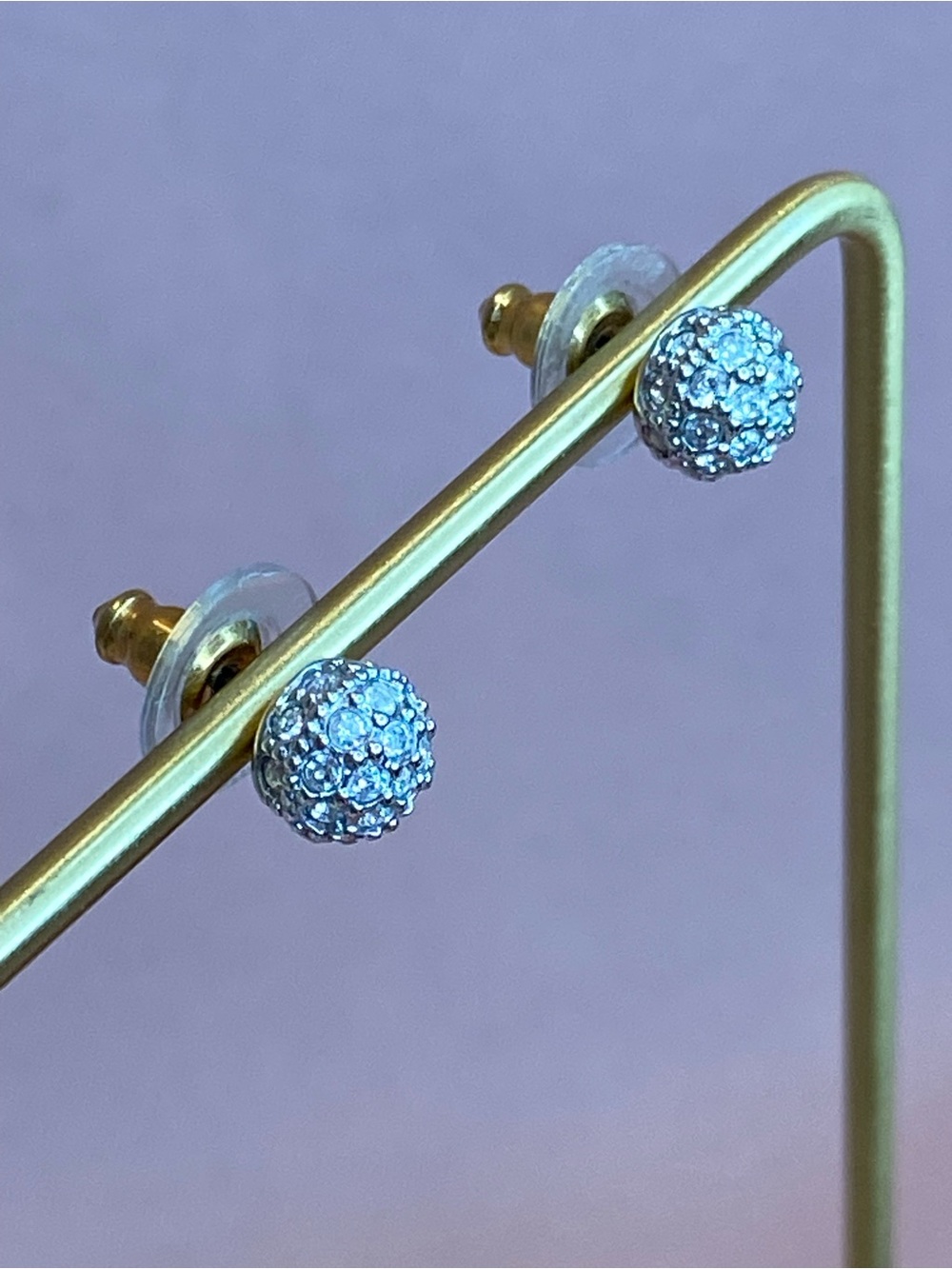 NWT Swarovski Brand Crystal Ball Pavé Stud Earrings - Picture 4 of 8